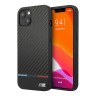 Чехол BMW M-Collection PU Carbon Hard Tricolor line для iPhone 13, черный (MagSafe)