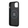 Чехол BMW M-Collection PU Carbon Hard Tricolor line для iPhone 13, черный (MagSafe)