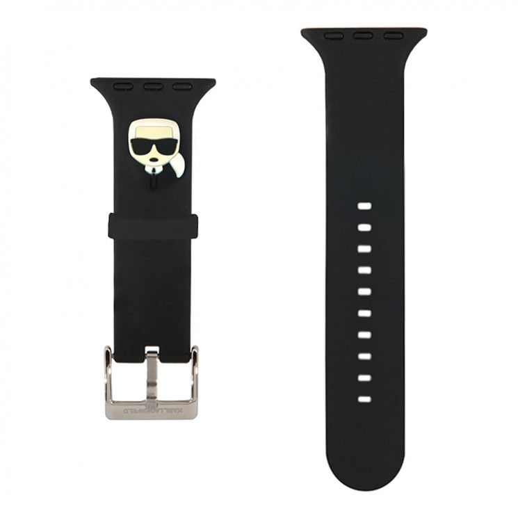 Ремешок Lagerfeld Silicone Karl head для Apple Watch 42-44-45 mm, черный