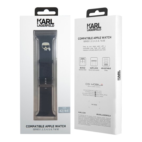 Ремешок Karl Lagerfeld Silicone Karl head для Apple Watch 49-46-45-44 mm, черный