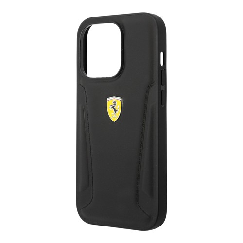 Кожаный чехол Ferrari Leather Stamped sides Hard для iPhone 14 Pro, черный