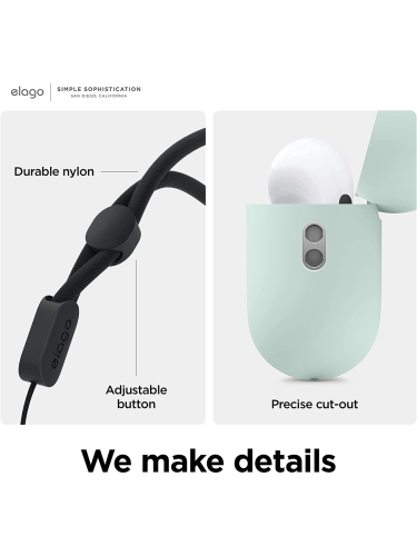 Чехол Elago Liquid case with Round strap для AirPods Pro 2, Mint