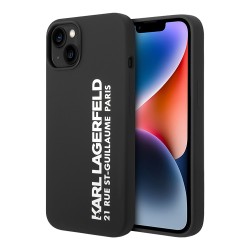 Чехол Lagerfeld Liquid silicone Elongated RSG logo Hard для iPhone 14 Plus, черный
