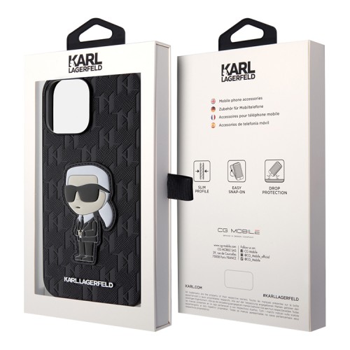Чехол Lagerfeld PU Saffiano Monogram NFT Karl Ikonik Hard для iPhone 13 Pro Max, черный