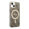 Чехол Guess 4G Hard для iPhone 13, коричневый/золотой (MagSafe)