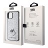 Lagerfeld для iPhone 15 чехол Fixed glitters NFT Choupette Metal pin Hard Silver