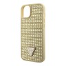 Guess для iPhone 15 чехол Diamond Rhinestone Triangle metal logo Hard Gold