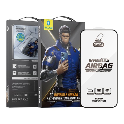 BlueO стекло для iPhone 15 Plus/14 Pro Max, 3D Anti-broken Edge Black (силик. кромка)