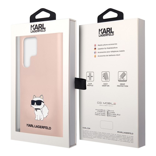 Karl Lagerfeld для Galaxy S24 Ultra чехол Liquid silicone NFT Choupette Hard Pink