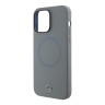 Mercedes для iPhone 14 Pro Max чехол Liquid silicone Bicolor Laser Ring Hard Grey (MagSafe)