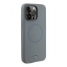Mercedes для iPhone 14 Pro Max чехол Liquid silicone Bicolor Laser Ring Hard Grey (MagSafe)