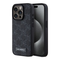 Karl Lagerfeld для iPhone 15 Pro Max чехол PU Monogram &amp; Metal Camera frame Hard Black (MagSafe)