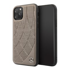 Кожаный чехол Mercedes Bow Quilted perforated Hard для iPhone 11 Pro, коричневый