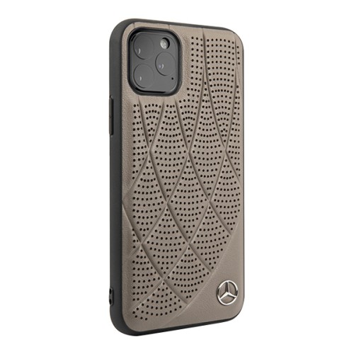Кожаный чехол Mercedes Bow Quilted perforated Hard для iPhone 11 Pro, коричневый
