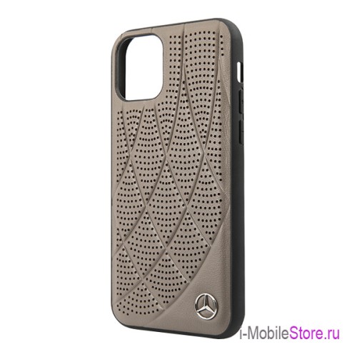 Кожаный чехол Mercedes Bow Quilted perforated Hard для iPhone 11 Pro, коричневый