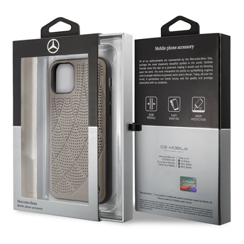 Кожаный чехол Mercedes Bow Quilted perforated Hard для iPhone 11 Pro, коричневый