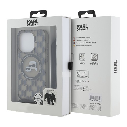 Karl Lagerfeld для iPhone 15 Pro Max чехол Crossbody PC/TPU NFT Karl&Choup Head черный (MagSafe) +Cord