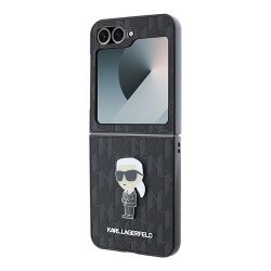 Karl Lagerfeld для Galaxy Z Flip 6 чехол PU-кожа Saffiano Monogram Karl ikonik метал.значок, черный
