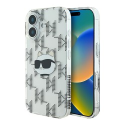 Karl Lagerfeld для iPhone 16 чехол PC/TPU Monogram NFT Choupette Transparent