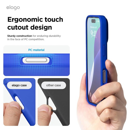 Elago для iPhone 16 Pro Max чехол Soft silicone (Liquid) Cobalt Blue