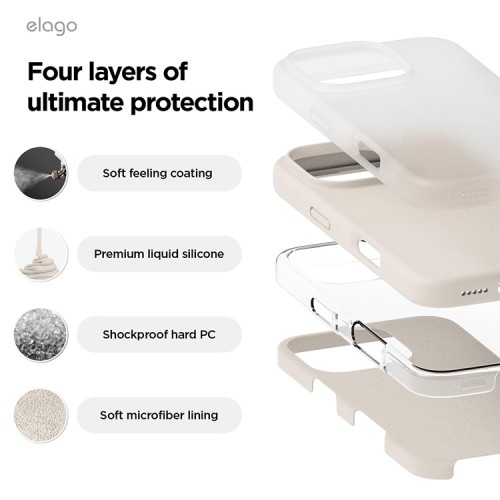 Elago для iPhone 16 Pro чехол Soft silicone (Liquid) Stone