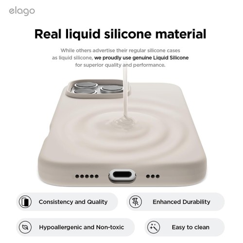 Elago для iPhone 16 Pro чехол Soft silicone (Liquid) Stone