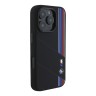 BMW для iPhone 16 Pro чехол M-Collection Liquid silicone Lines Metal camera Hard Black (MagSafe)