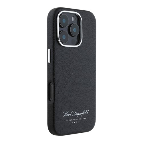Karl Lagerfeld для iPhone 16 Pro чехол Full Wrapped Grained leather Black