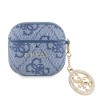 Guess для Airpods 4 чехол PU leather 4G with Classic metal logo and Diamond charm Blue