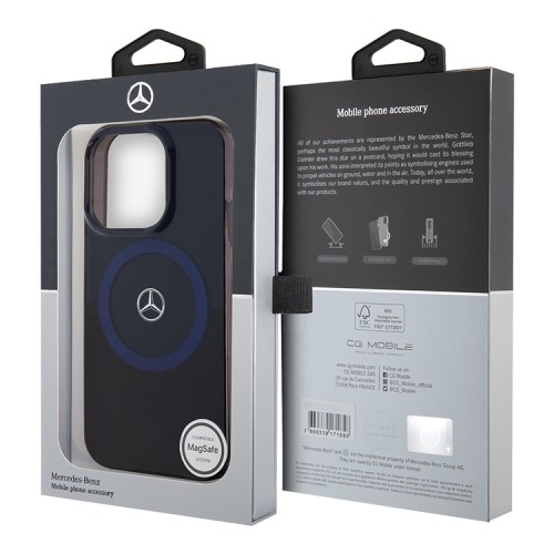 Mercedes для iPhone 16 Pro Max чехол PC/TPU Double layer Bicolor Hard Blue/Black (MagSafe)