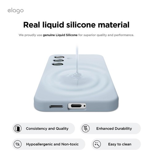 Elago для Galaxy S25 чехол Soft silicone (Liquid) Light Blue