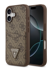 Guess для iPhone 17 чехол PU 4G Double cardslot Triangle metal logo Hard Brown