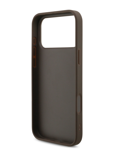 Guess для iPhone 17 Pro Max чехол PU 4G Big metal logo Hard Brown