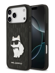 Karl Lagerfeld для iPhone 17 Pro чехол PU Saffiano Monogram NFT Choupette Hard Blackk