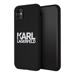 Чехол Karl Lagerfeld Liquid silicone Stack logo Hard для iPhone 11, черный
