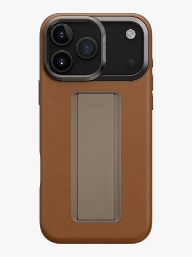 Uniq для iPhone 17 Pro Max чехол Heldro PRO Leatherette + FlexGrip & Camera stand Caramel (MagSafe)
