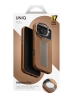 Uniq для iPhone 17 Pro Max чехол Heldro PRO Leatherette + FlexGrip & Camera stand Caramel (MagSafe)