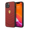Кожаный чехол Ferrari Quilted with metal logo Hard для iPhone 13, красный