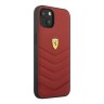 Кожаный чехол Ferrari Quilted with metal logo Hard для iPhone 13, красный