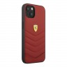 Кожаный чехол Ferrari Quilted with metal logo Hard для iPhone 13, красный
