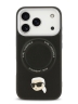 Karl Lagerfeld для iPhone 17 Pro Max чехол Crossbody PU NFT Karl head Metal&Cam Hard +Strap Bk (MagSafe)