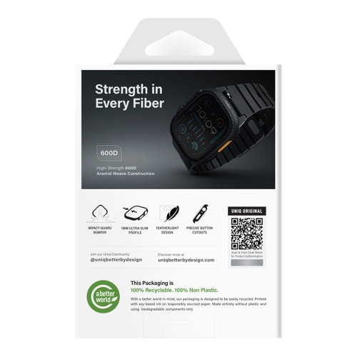 Uniq для Apple Watch 46 mm чехол KEVA VERGE Kevlar Carbon Black