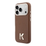 Karl Lagerfeld для iPhone 17 Pro чехол PU Full Wrapped K HEAD Metal logo & Cam Hard Brown (MagSafe)