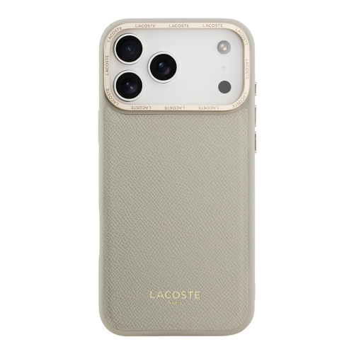 Lacoste для iPhone 17 Pro Max чехол PU Grained Metal Foil logo & Cam Hard Taupe/Gold (MagSafe)
