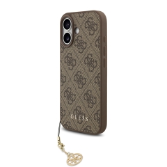 Guess для iPhone 17 чехол PU 4G Classic Metal logo Hard + Charm Brown (MagSafe)
