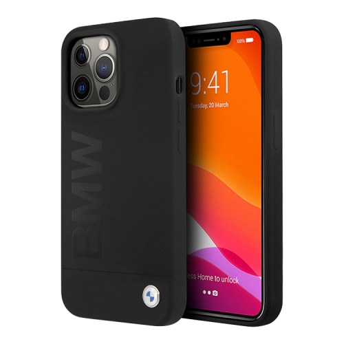 Чехол BMW Signature Liquid Silicone Laser logo для iPhone 13 Pro Max, черный (Magsafe)
