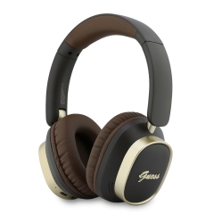 Guess наушники беспроводные накладные Bluetooth HP ENC Rectangle Satined PU Script Metal Logo Brown