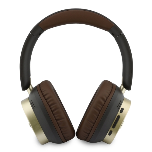 Guess наушники беспроводные накладные Bluetooth HP ENC Rectangle Satined PU Script Metal Logo Brown
