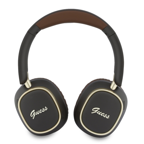 Guess наушники беспроводные накладные Bluetooth HP ENC Rectangle Satined PU Script Metal Logo Brown