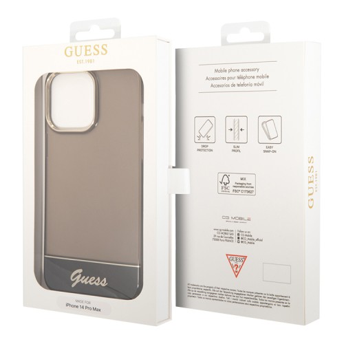 Чехол Guess Translucent w Electroplated camera Hard для iPhone 14 Pro Max, черный